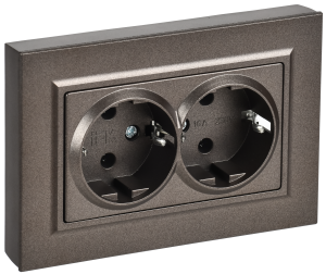 Розетка 2-местная с заземлением IEK Brite BR-R27-16-K45-F темная бронза