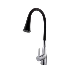 Смеситель для кухни Fashun A4153+B14 с гибким изливом, черный, хром