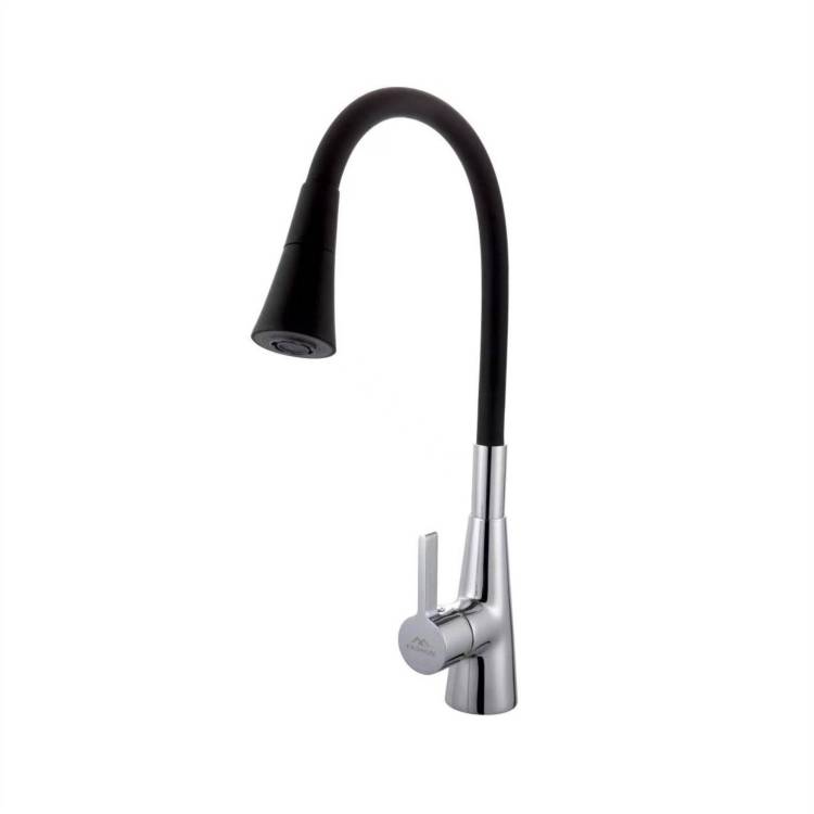 Смеситель для кухни Fashun A4153+B14 с гибким изливом, черный, хром