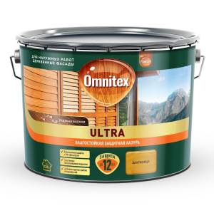 Пропитка декоративная для защиты древесины Omnitex Ultra AWB полуглянцевая калужница 9 л