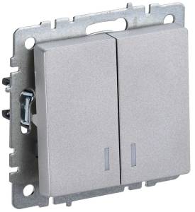 Выключатель 2-клавишный IEK Brite BR-V20-1-10-K47 алюминий