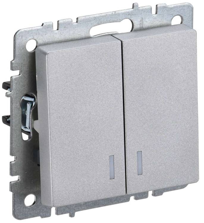 Выключатель 2-клавишный IEK Brite BR-V20-1-10-K47 алюминий