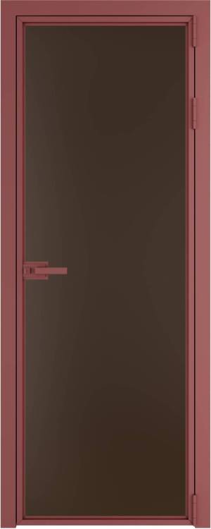 Межкомнатная дверь Profil Doors 1 AX цвет профиля Красный антрацит, стекло безопасное 6 мм монохром шоколад 800x2000