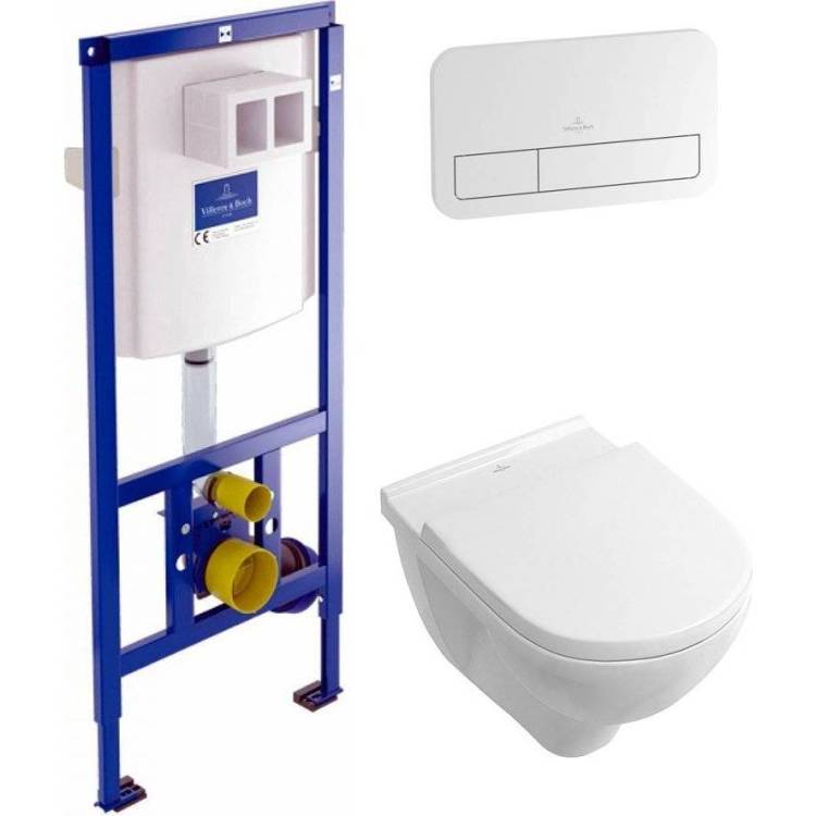 Комплект Унитаз Villeroy&Boch O.Novo 5660 H101 alpin + Инсталляция 9224 6100 + Кнопка Viconnect 9224 9068 белая