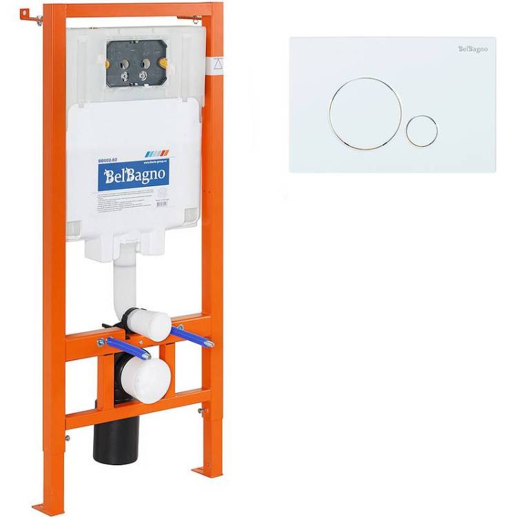 Система инсталляции для унитазов BelBagno BB002-80/BB014-SR-BIANCO кнопка белая