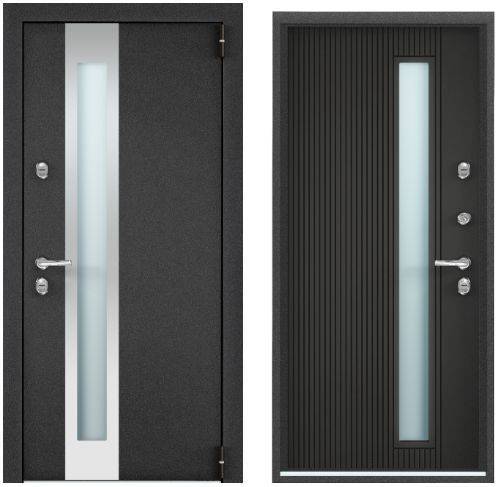 Входная стальная дверь Torex SNEGIR PRO-C MP 961466 Темно-серый букле графит/ПВХ Черная шагрень 2000x880