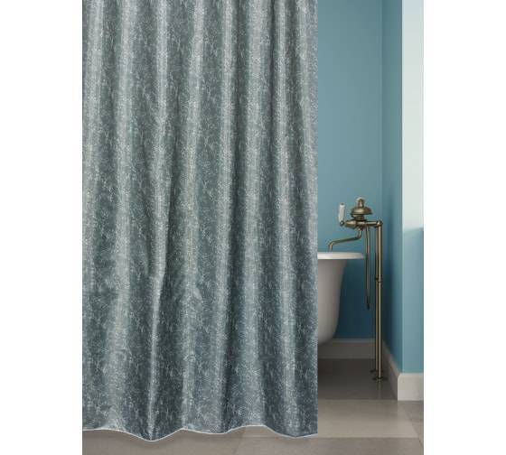 Штора для ванной Bath Plus Foam akch-21287 с кольцами, 180x180, серо-синий