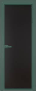 Межкомнатная дверь Profil Doors 1 AV цвет профиля Зеленый воск, стекло безопасное 6 мм монохром черный 600x2000