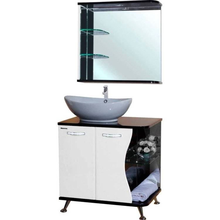 Мебель для ванной Bellezza Рио 70 L, черно-белая