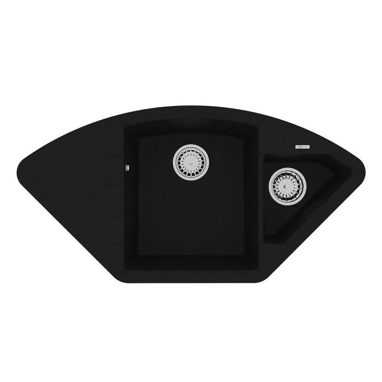 Кухонная мойка Lemark IRKANA 980 9910043 врезная угловая с доп. чашей и крылом из кварцгранита антрацит
