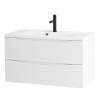 Тумба с раковиной Belbagno Marino MARINO-1100-2C-SO-BO-P 110x45x50 Bianco Opaco подвесная с двумя выкатными ящиками фото 2