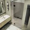 Душевая дверь в нишу MaybahGlass MGD-502-6 с добором на петлях, стекло бронза, профиль черный, 1950x1000 фото 2