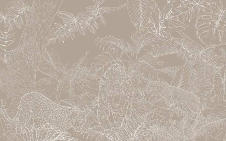 3D Фотообои Artegrafico «Леопарды в листве из белого золота» LST-038 канвас