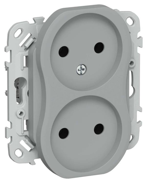 Розетка 2-местная IEK Flite FI-R20-10-1-K03 серый