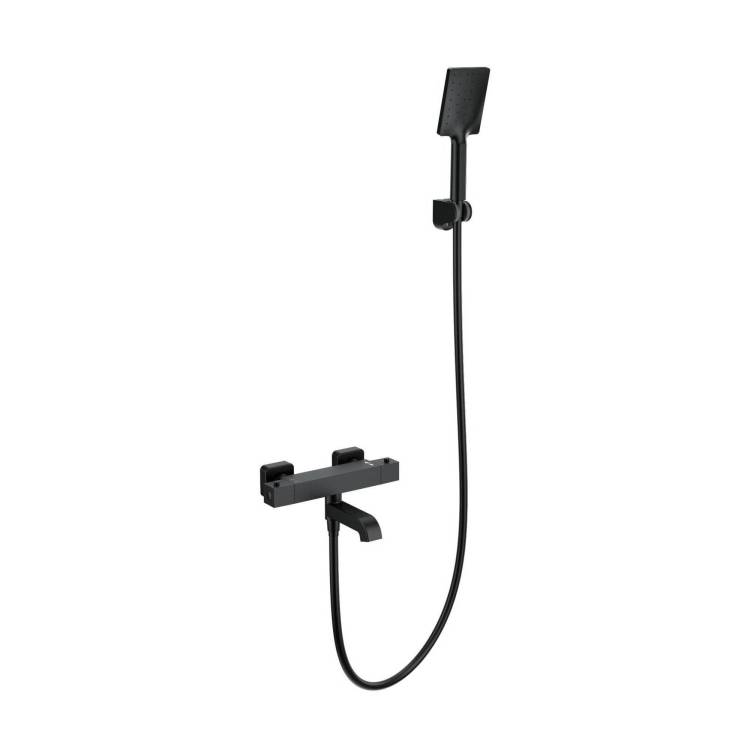 Смеситель для ванны Wonzon & Woghand WW-B2026-A1-MB термостатический, с душевым гарнитуром, черный матовый