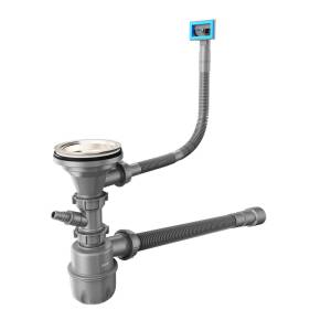 Сифон для мойки Iddis Optima Home 900CVG1P10VD с выпуском, отводом и переливом, 3.1/2x40мм