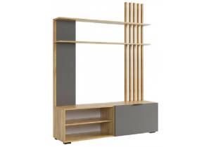Стенка в гостиную Woodville Бери 570022 дуб крафт золотой, графит