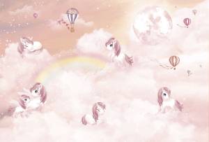 Бесшовные Eco обои Ortograf Little friends 34366 Единороги и облака 3 Ворс+ ОЕ+