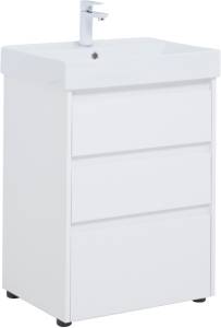 Тумба с раковиной Aquanet Nova Lite 00302469 60 белый глянец, 3 ящика