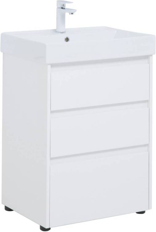 Тумба с раковиной Aquanet Nova Lite 00302469 60 белый глянец, 3 ящика