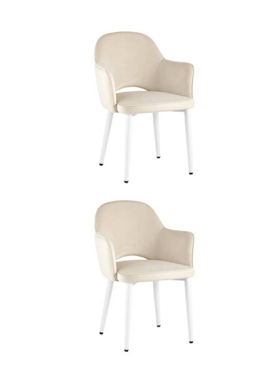 Стул Stool Group Венера MC16-2 KD HLR-2 (NP) велюр кремовый, ножки белые (набор 2 шт)