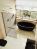 Душевая перегородка MaybahGlass MGD-728-3ш 79x195, стекло бронза матовая 8 мм, профиль золото фото 3