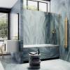 Шторка на ванну MaybahGlass MGV-59-3ш стекло прозрачное, профиль золото, 1400x600 фото 3