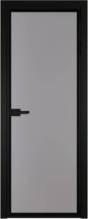 Межкомнатная дверь Profil Doors 1 AV цвет профиля Черный, стекло безопасное 6 мм монохром серый 600x2000