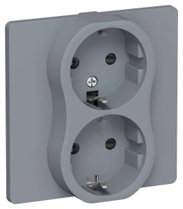 Розетка 2-местная с заземлением и шторками IEK Flite FI-R24C-16-1-K35 маренго