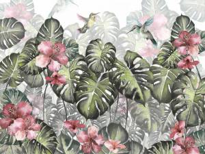 3D Фотообои Artegrafico «Колибри в листьях монстеры» TB-028 канвас