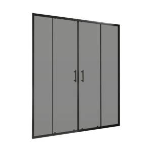 Душевая дверь в нишу MaybahGlass MGD-1837-6 профиль черный, стекло графит, 200x195