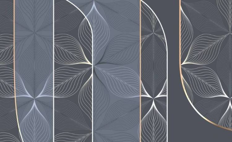 3D Фотообои Artegrafico «Цветочное кружево в базальтовом оттенке» PL-098 канвас