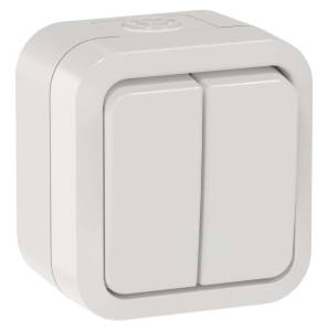 Выключатель 2-клавишный проходной IEK Tors TS-V22-0-10-55-K01 белый