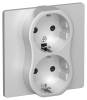 Розетка 2-местная с заземлением и шторками IEK Flite FI-R24C-16-1-K47 алюминий