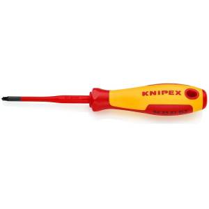 Отвертка KNIPEX PlusMinus Pozidriv PZ/S 1 тонкая VDE, длина стержня 80 мм, 187 мм, диэлектрическая, 2-компонентная рукоятка