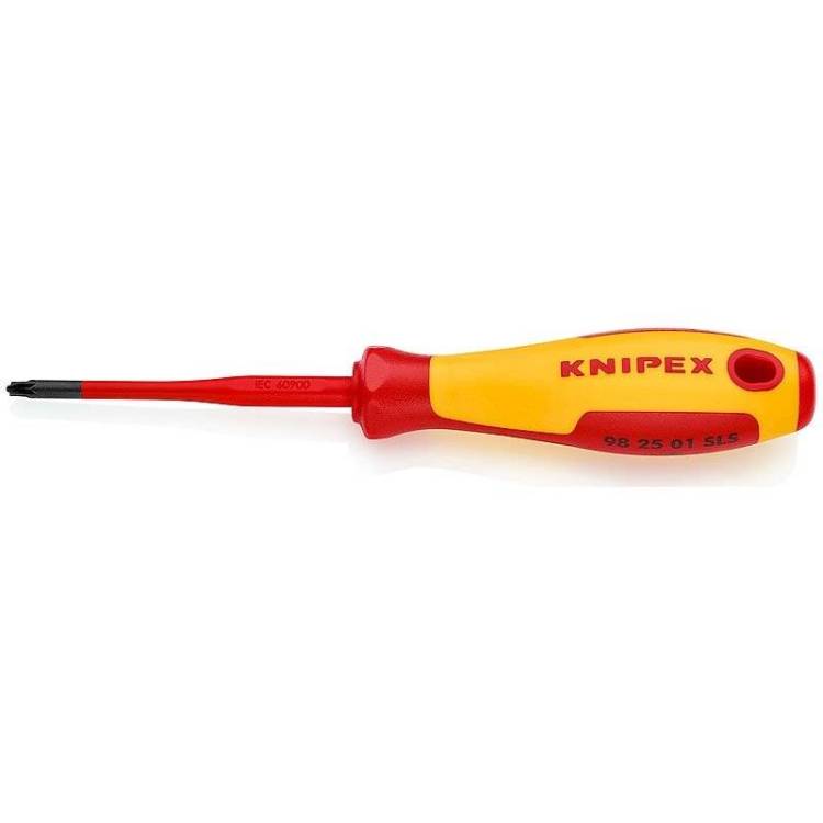 Отвертка KNIPEX PlusMinus Pozidriv PZ/S 1 тонкая VDE, длина стержня 80 мм, 187 мм, диэлектрическая, 2-компонентная рукоятка