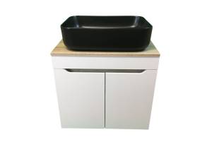 Тумба с раковиной Sintesi STL.W7023_SIN-LVB-APP-409BM подвесная, Дуб сонома, темно-серый, черный матовый