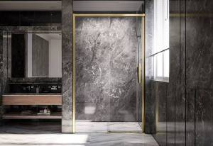 Душевая дверь в нишу Veconi Premium Trento PTD40-G-120-01-C4 профиль брашированное золото, стекло прозрачное, 120x200
