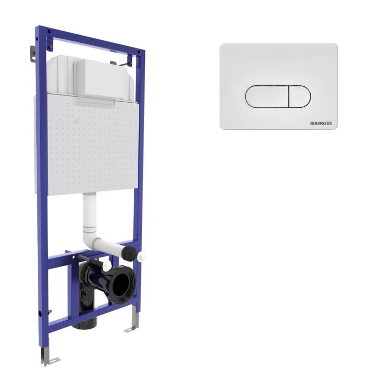 Система инсталляции Berges Novum 40234 для скрытого монтажа, с кнопкой D4 белая SoftTouch