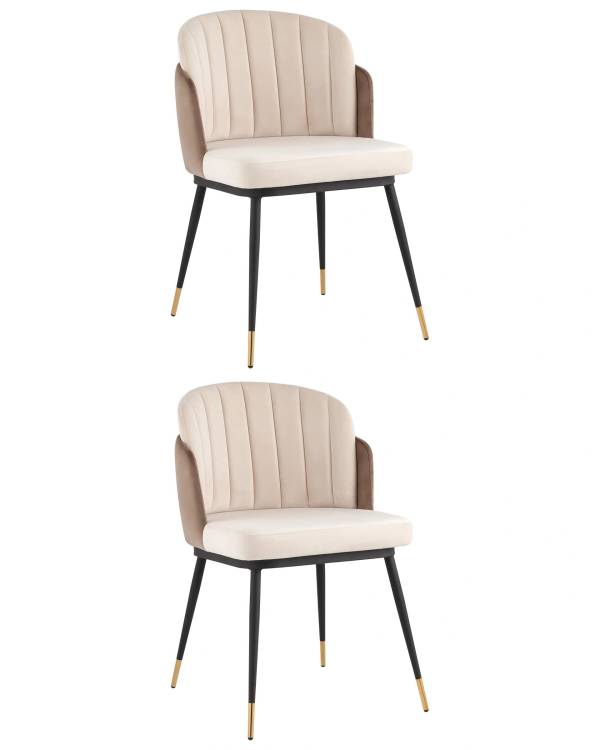 Набор из 2 стульев Stool Group Пенелопа FDC8054 FUT-51 + FUT-52 X2 бежевый, коричневый, велюр