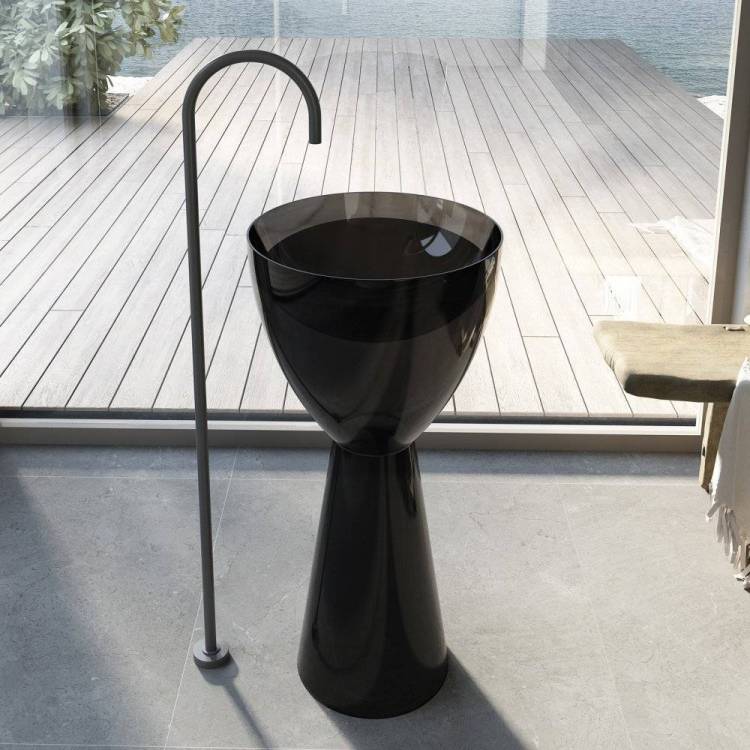 Раковина Abber Kristall AT2703Onyx напольная, прозрачная, 45 см