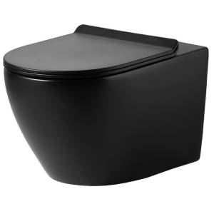 Унитаз подвесной Agger AT03144 безободковый, сиденье микролифт, черный