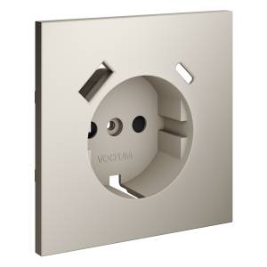 Лицевая панель для розетки с заземлением, шторками и USB Type A+C Voltum S70 VLS001003 кашемир