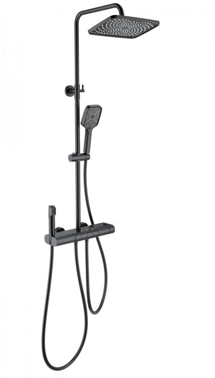 Душевая стойка Wonzon & Woghand WW-B4129-MB с термостатом, черный