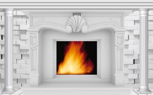 3D Фотообои Artegrafico «Камин из белого кирпича» G3 канвас