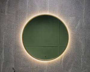 Зеркало Art&Max Asti AM-Ast-800-DS-FNC-Gold с подсветкой, Золотое, 80x80