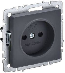 Розетка 1-местная с защитными шторками IEK Brite BR-R13-10-K53 графит