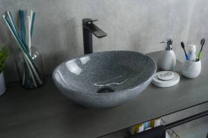 Раковина Gid Lago Mnc331 54430 глянцевая, под камень, 41x34x15