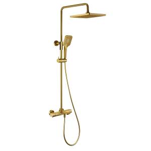 Душевая стойка Vincea Next VSFS-1N1TBG термостатическая с изливом, 25см верхний душ, брашированное золото