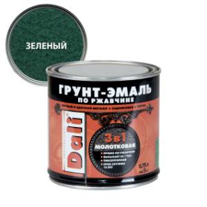 Грунт-эмаль по ржавчине 3 в 1 молотковая алкидная Dali зеленый 0.75 л